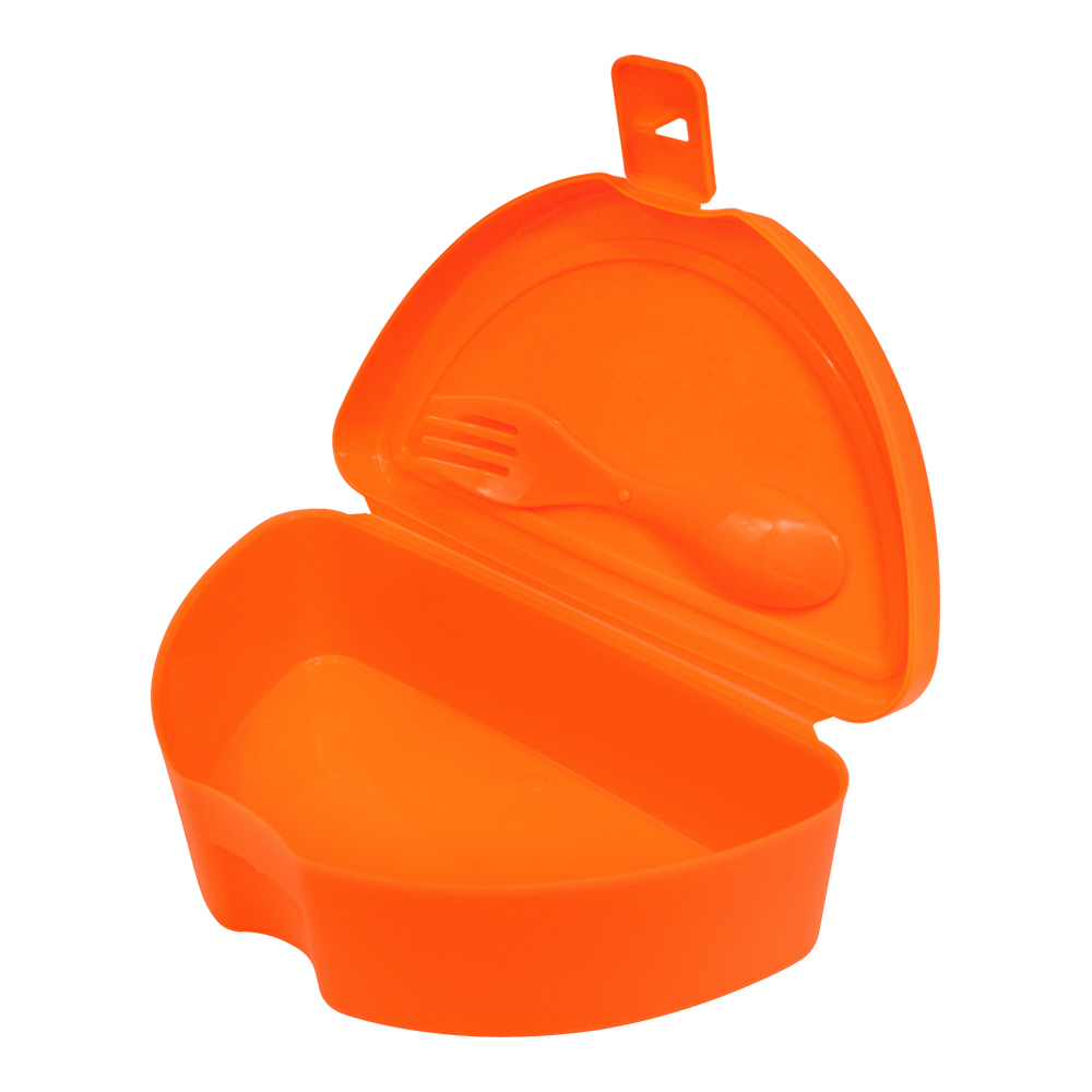 картинка Контейнер пластиковый G-498-O Ланч бокс с ложкой и вилкой, сополимер полипропилена, Апельсин 