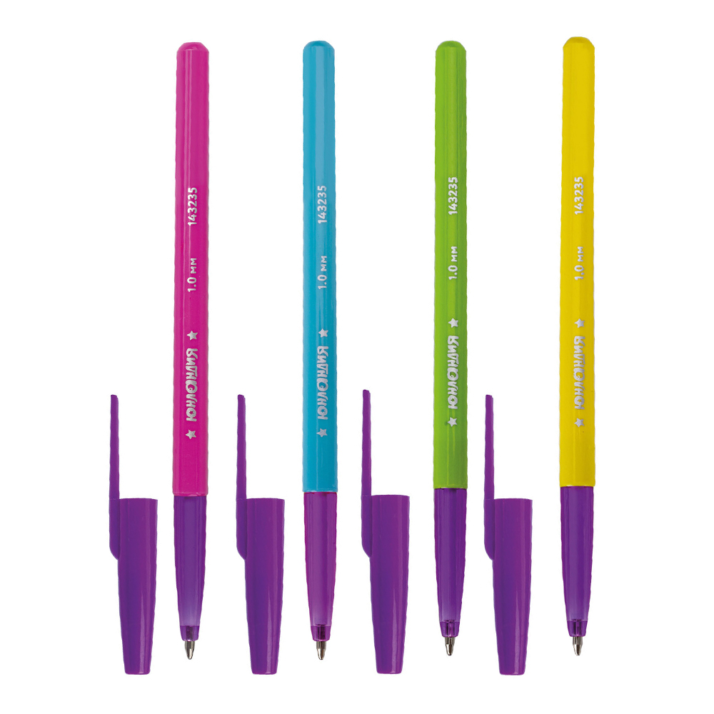 Ручка шариковая Юнландия 143235 COLOR MIX корпус ассорти, узел 1 мм, линия письма 0,5 мм, синий