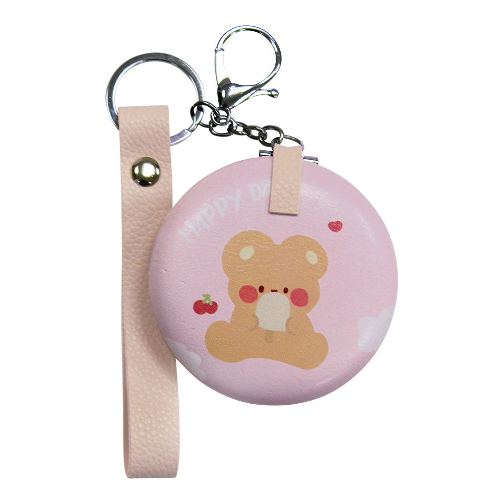 картинка Зеркало ZCDE-16 карманное, складное, с кожаным ремешком 7 см, металл, микс 