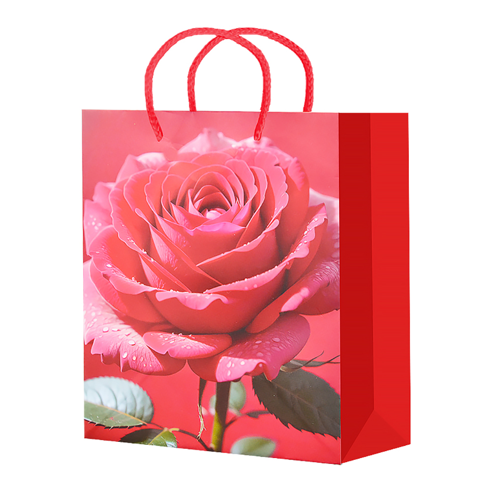 Пакет подарочный S25-113/114/115/116/117 Цветы, ламинированная бумага 11*13*6 см, в ассортименте