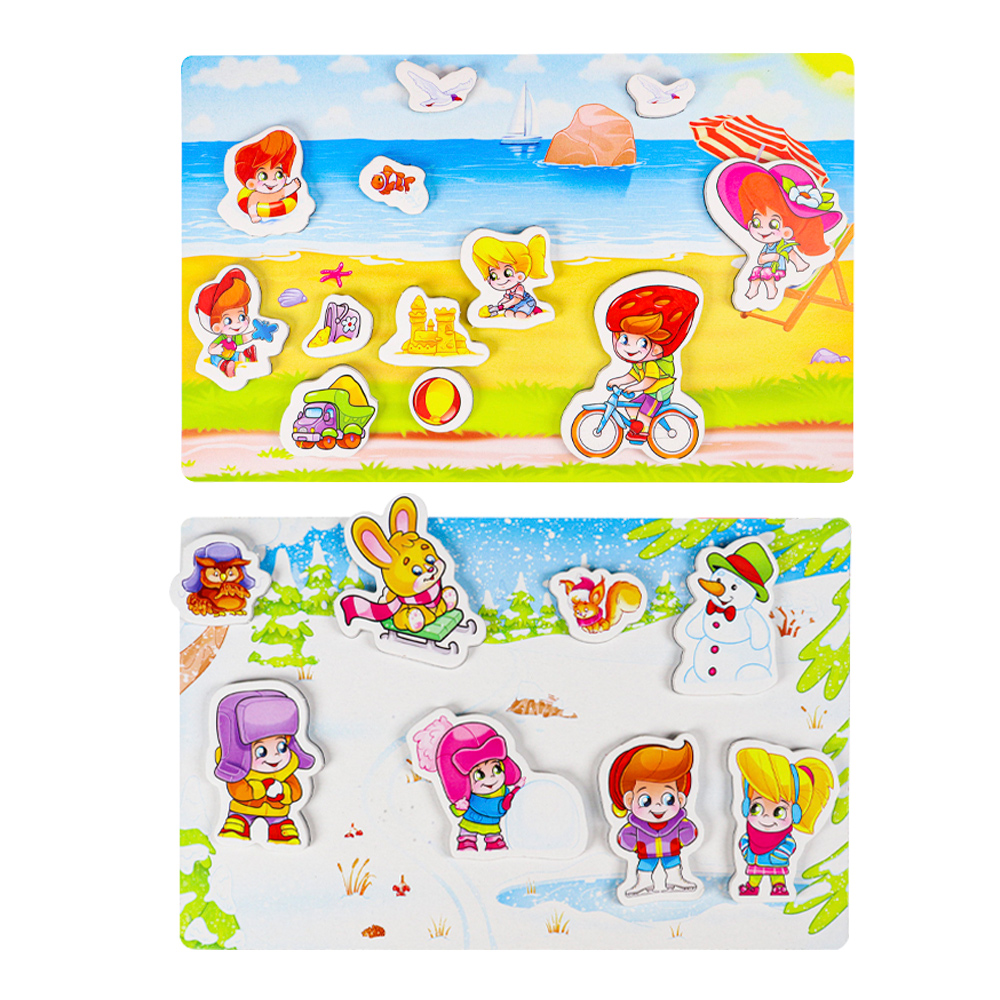 картинка Настольная игра Bright Kids ИН-7611 Весёлые магнитики, Времена года 