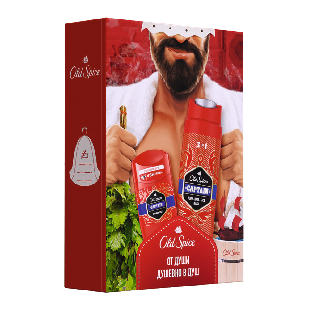 картинка Набор подарочный Old Spice Captain (дезодорант - стик 50 мл + гель для душа 3 в 1 250 мл), мужской 
