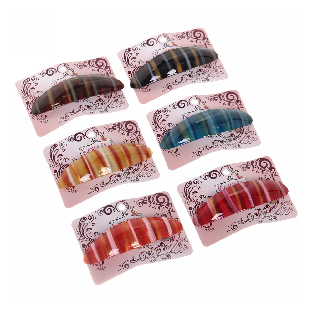 картинка Заколка-автомат для волос 656-090 Calista - Mila, овал,, в ассортименте, 9*2,5 см 