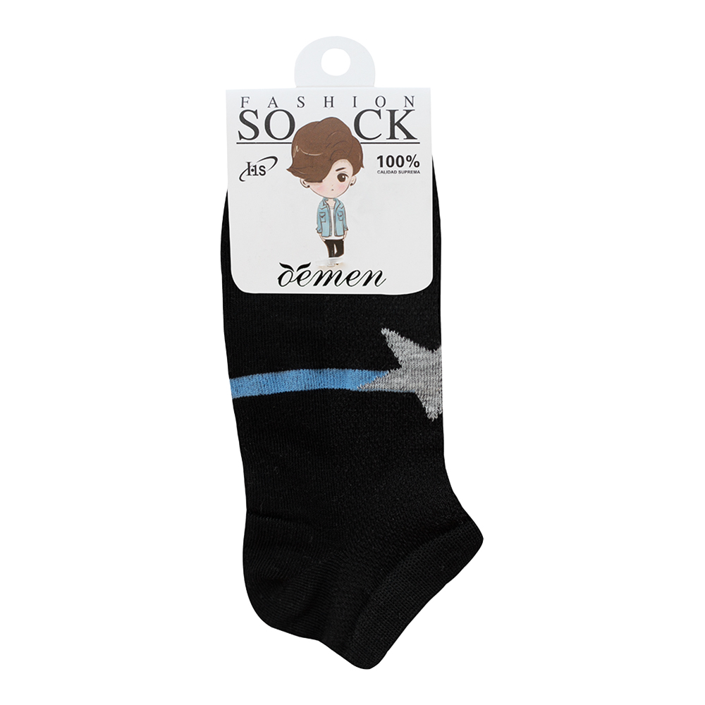 Носки детские Oemen NA3014 с принтом звезда и полосой вдоль стопы, размер 24-26, черный