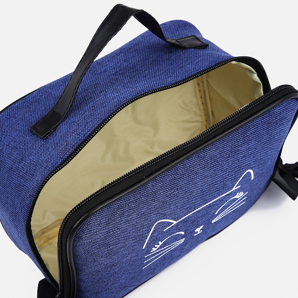 картинка Косметичка 9653989 на молнии, с ручкой 22*9*16 см, текстиль, синий 