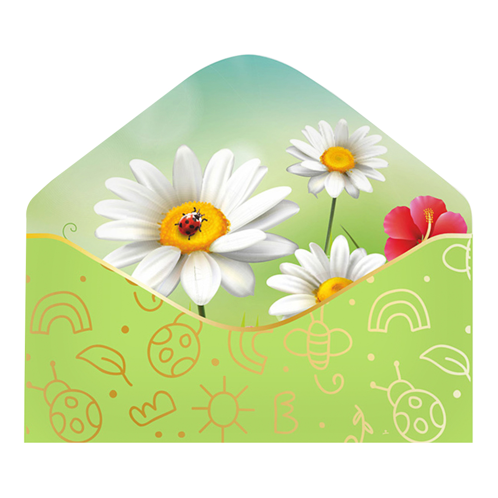 Конверт для денег ч55354к С Днем рождения, цвет: светло-зеленый