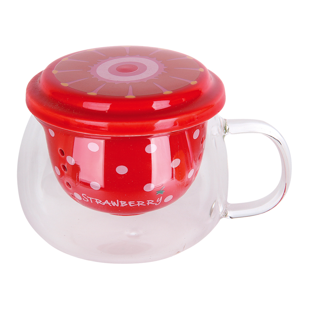 Кружка заварочная 4682 Тропический фрукт, 4 дизайна, стекло, 350 мл