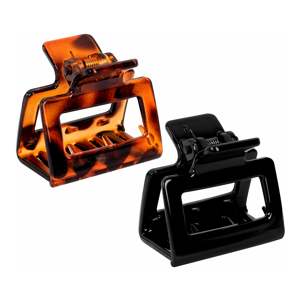 картинка Краб для волос 457010 глянцевый, Monte Vita 3,8 см, черный и черепаховый, 2 шт 