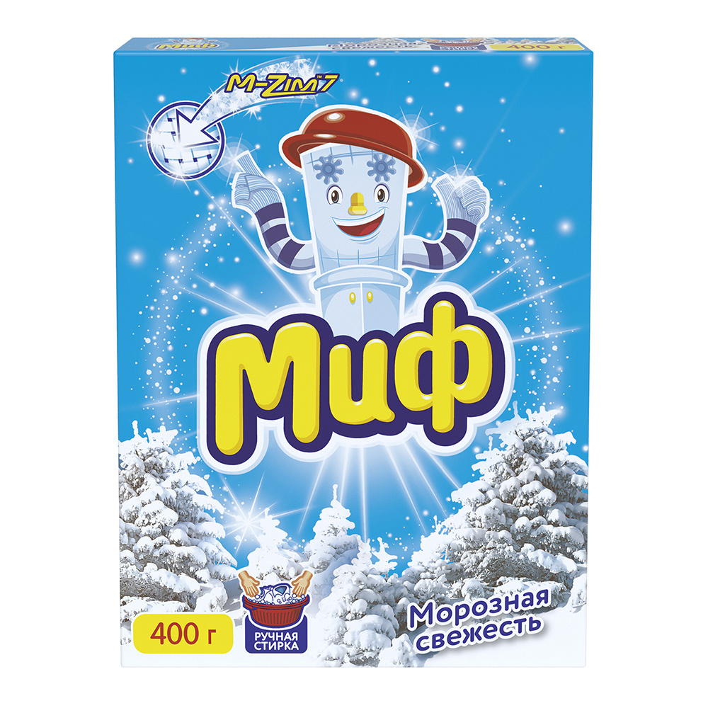 картинка Стиральный порошок Миф Морозная свежесть, для ручной стирки, 400 г 
