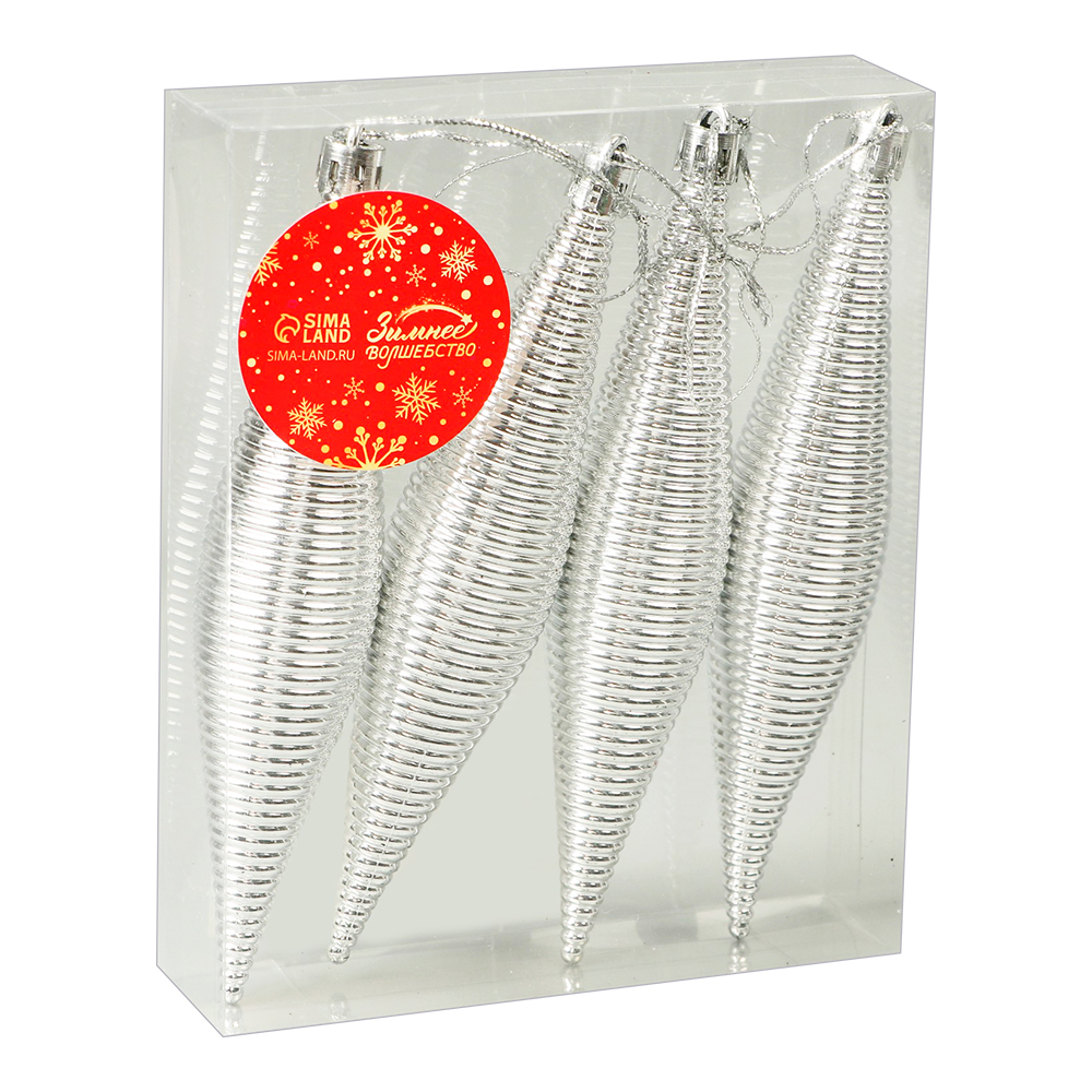 Новогоднее Украшение 9510302 Морозец, 14,5 см, пластик, серебро, 4 шт