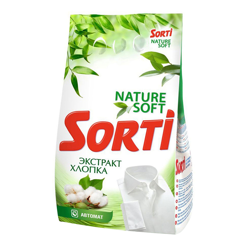 картинка Стиральный порошок Sorti ECO Life Экстракт хлопка, автомат,для белого/светлого белья, 2,4 кг 