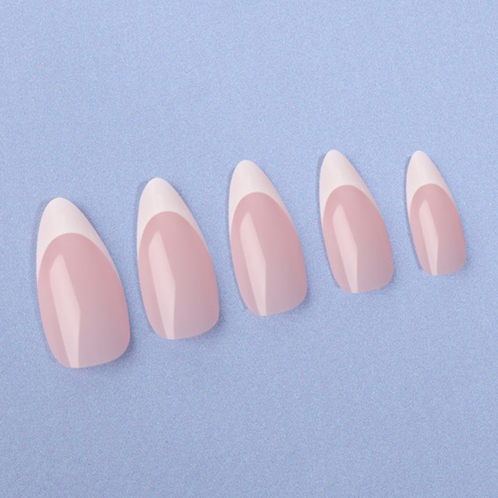 картинка Ногти накладные Queen Fair 9718299 форма миндаль, френч 24 шт, нежно-розовые 