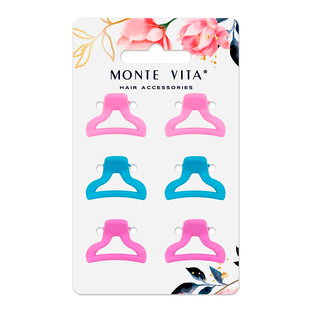 картинка Краб для волос 457029 soft-touch, Monte Vita 2,5 см, в ассортименте, 6 шт 