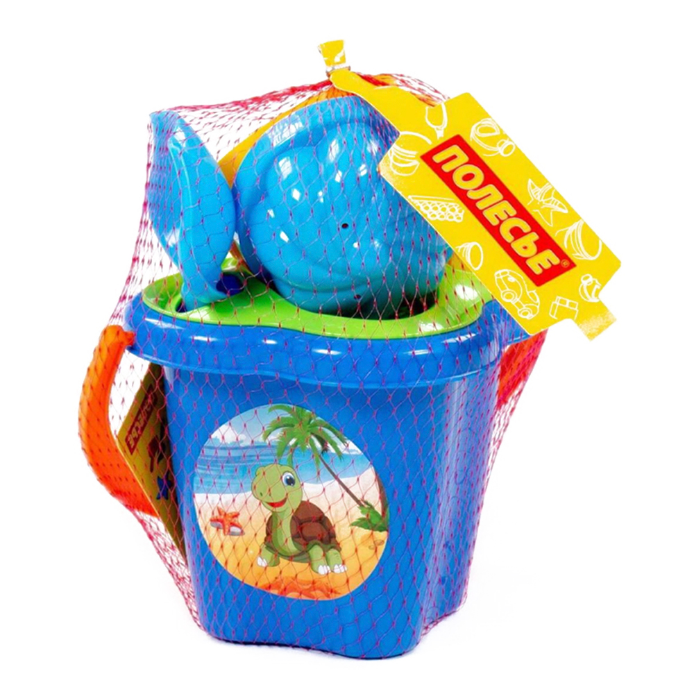 картинка Набор для песочницы 2136 Полесье №21,ведро-цветок,ситечко,совок,грабли,формочки, 170*145*190 мм, пластик 