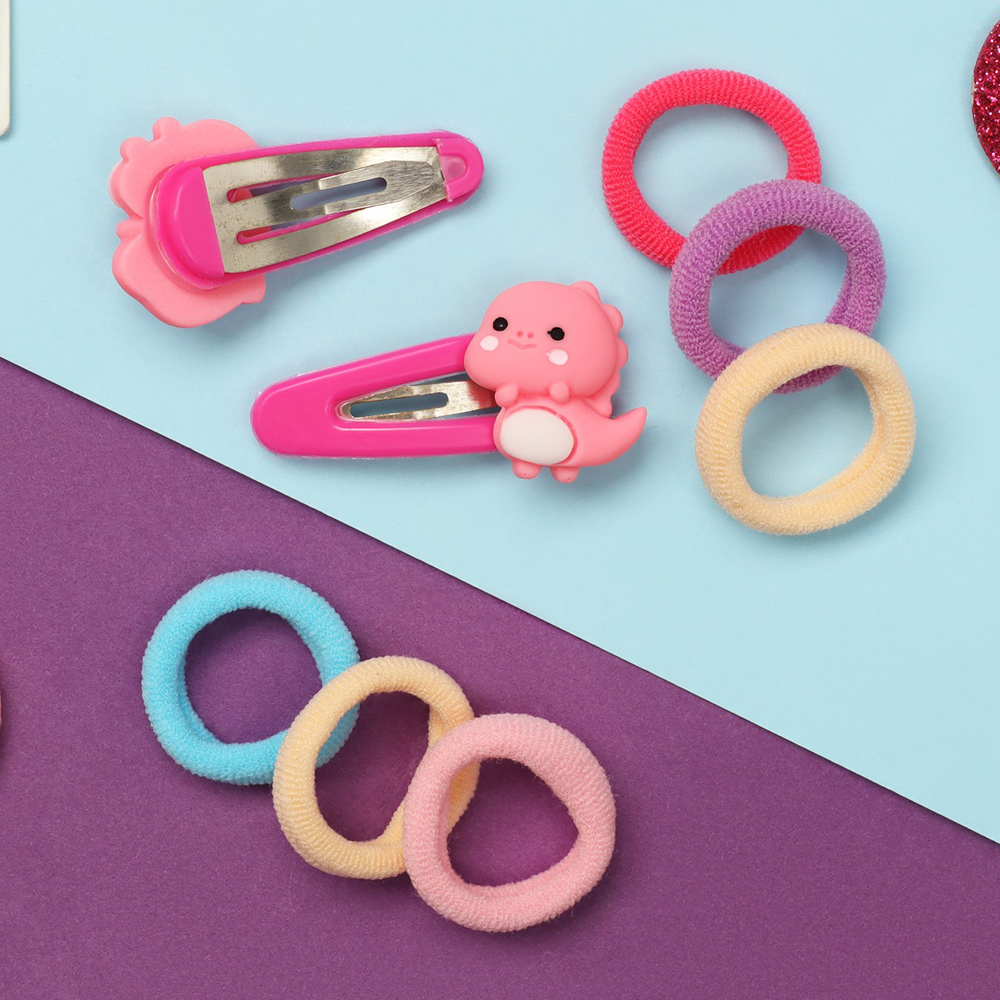 картинка Набор для волос Выбражулька Карамель,10 резинок 1,5см + 2 невидимки 3,5см, розовый, 12 шт 