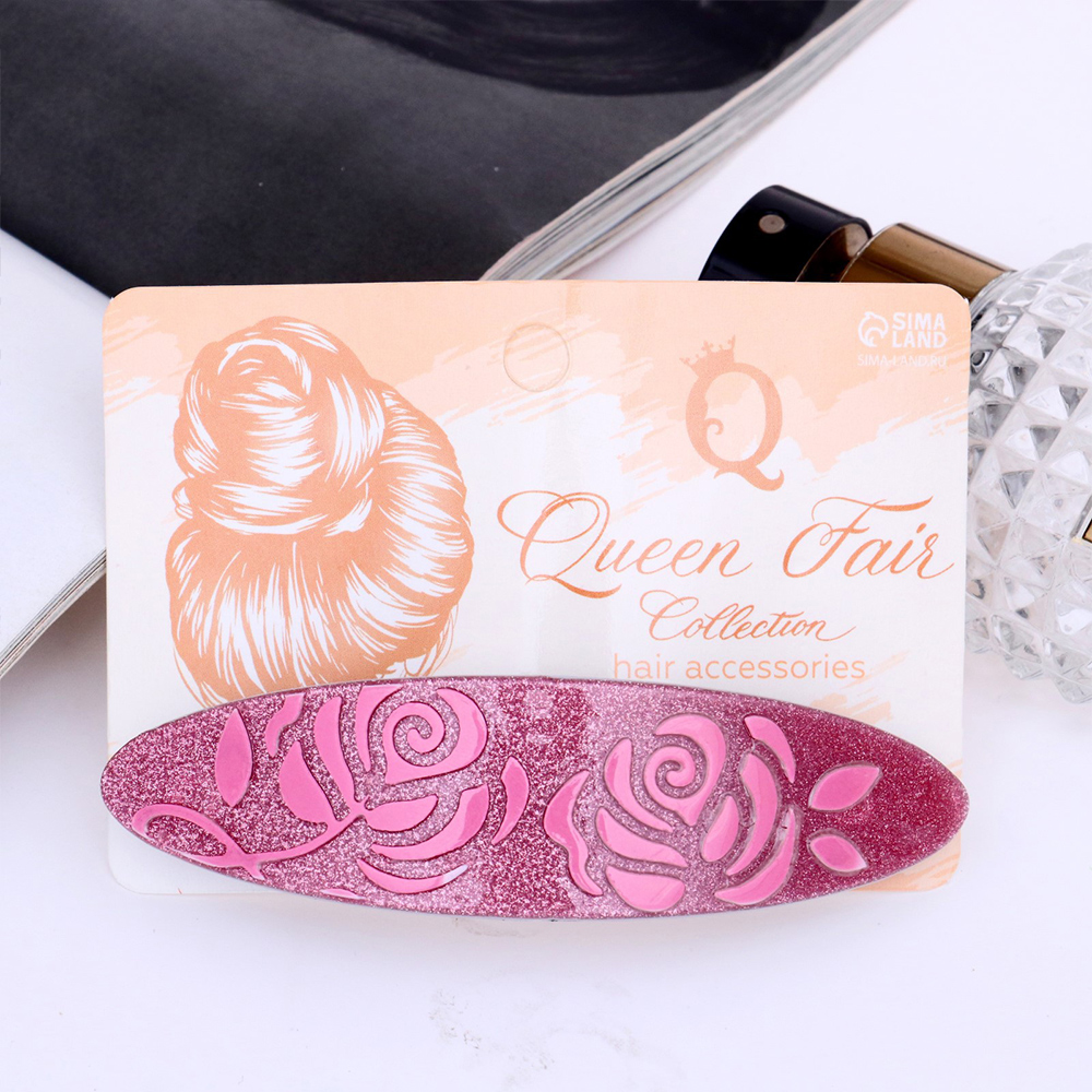 картинка Заколка-автомат для волос 2539572 Отражение, розы, в ассортименте, 10 см 