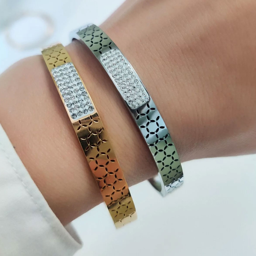 Бижутерия Браслет, вставка: цирконы сталь 6 см