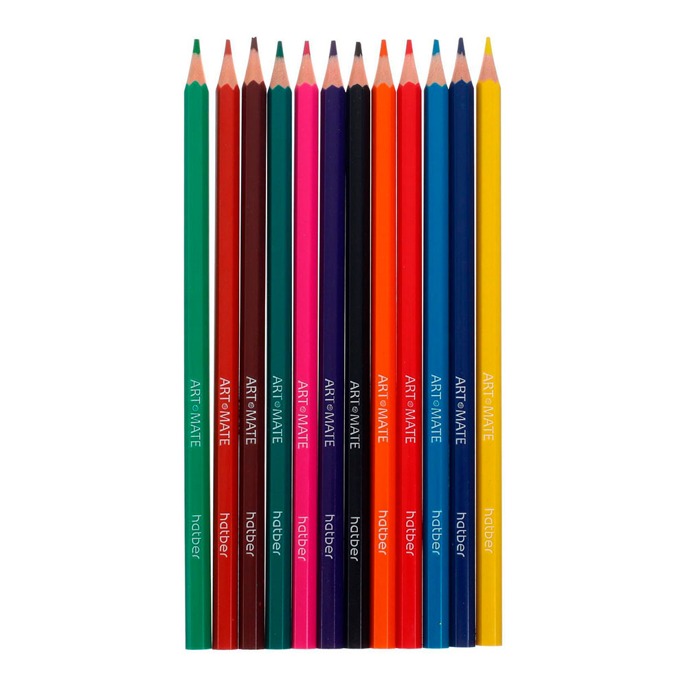 Карандаши цветные Hatber 7464021 Mate пластиковые, с европодвесом, 12 цветов