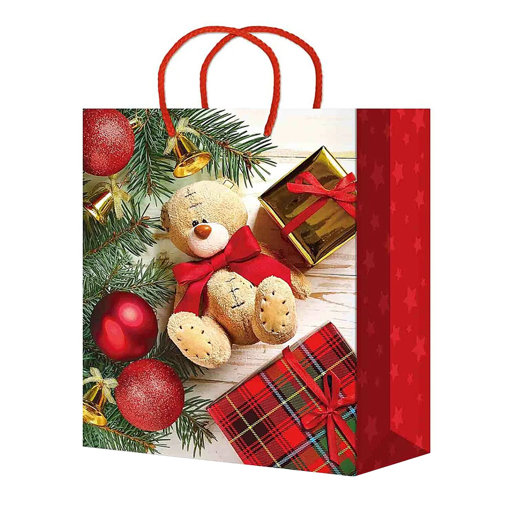 Пакет подарочный М-2001/2002/2003/2004/2005 новогодний, 5 дизайнов 18*22*10 см, в ассортименте