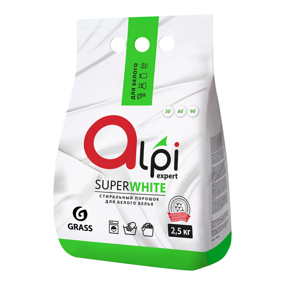 картинка Стиральный порошок Grass Alpi Expert для белого белья, автомат, 2,5 кг 