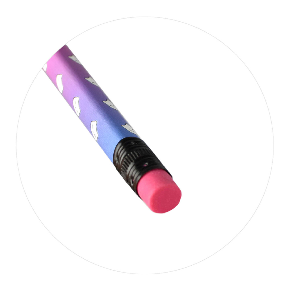 Карандаш чернографитный Феникс 67813 Котики и смайлы HB,трехгранный,светлое дерево,заточен,с ластиком