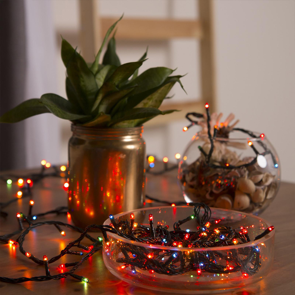 Гирлянда электрическая 671008 LED новогодняя,свечение мульти,8 режимов, темная нить, 7 м, 180 лампочек