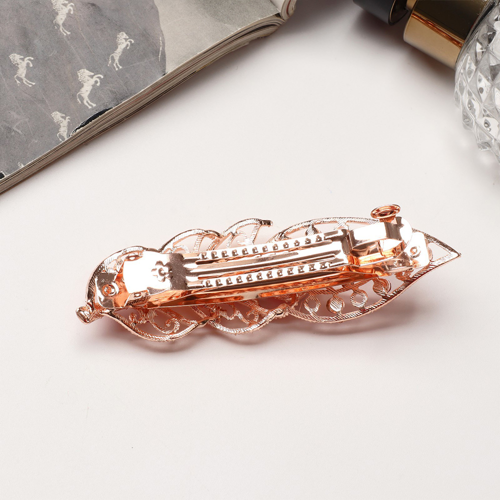 картинка Заколка-автомат для волос Queen fair 9908213 Маргарет листочек, золото 9 см, микс 