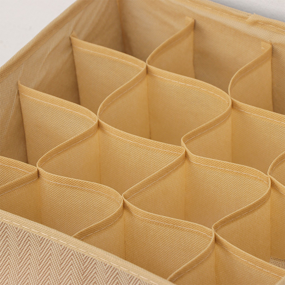 Кофр Доляна7530167 для хранения белья Гусиная лапка, 16 ячеек 32*24*12 см, бежевый