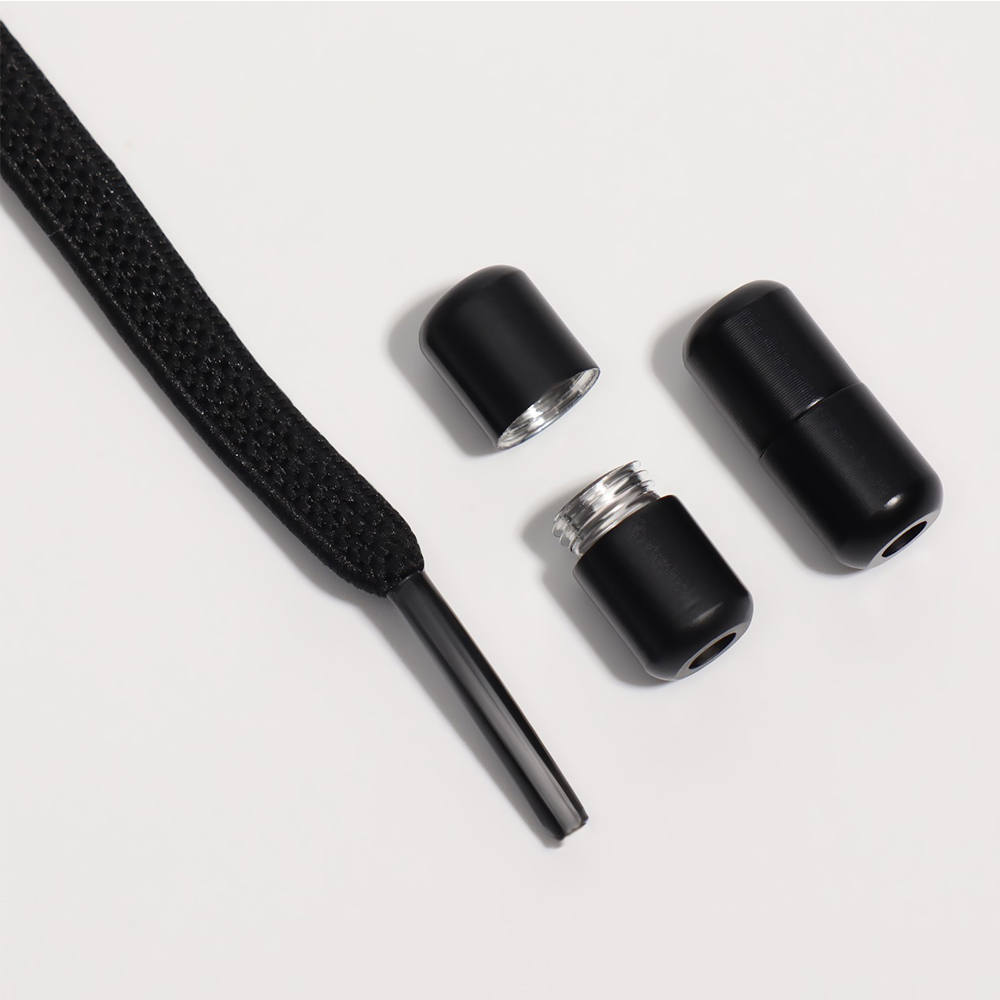 картинка Шнурки для обуви ONLITOP 9398407 плоские, с фиксатором, эластичные, 6 мм, цвет: черный, 100 см 