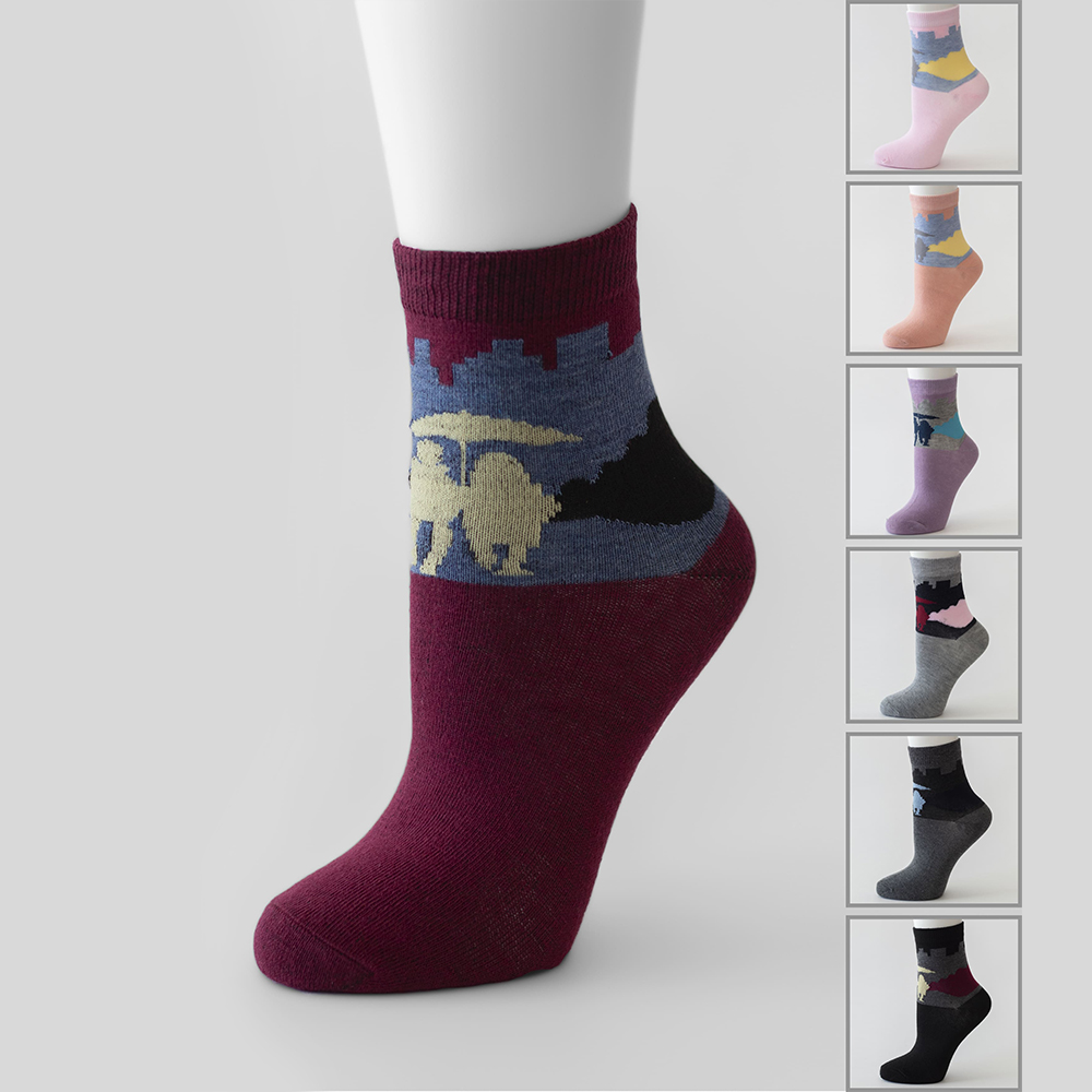 Носки женские Oemen VN254 хлопковые, с абстрактными изображениями, размер 23-25, в ассортименте