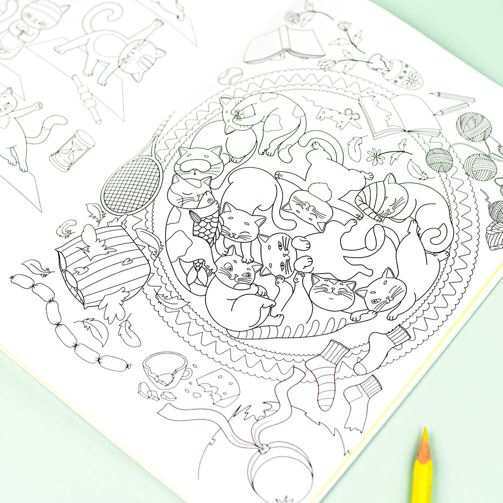 картинка Раскраска 67899 Коты, с наклейками А5, 165*235 мм, 8 листов 