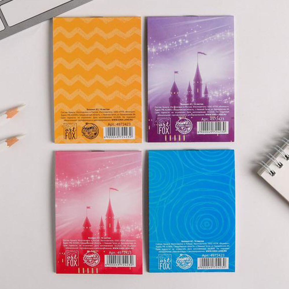 Блокнот ArtFox STUDY 9663021 А7 скрепка Милые зверята, клетка, 19 листов