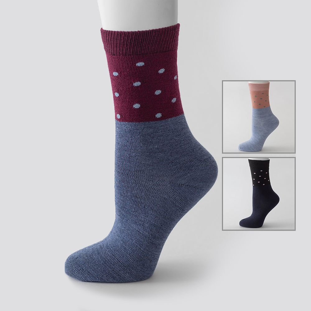 Носки женские Oemen VN277 хлопковые, двухцветные в горох, размер 23-25, в ассортименте