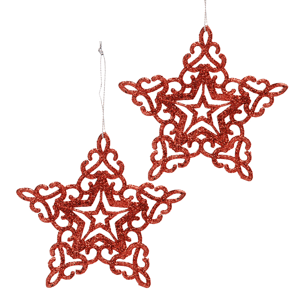 Новогоднее Украшение 916-0849 Звездочки кружевные 10 см, красный, 2 шт