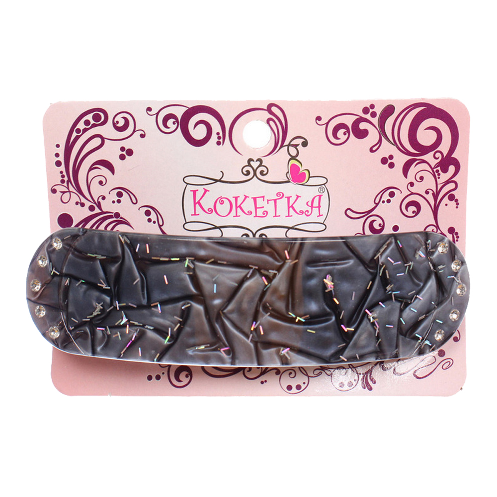 картинка Заколка-автомат для волос 656-213 Эклер, Флекса, форма прямоугольная, 9*2,7см, в ассортименте 