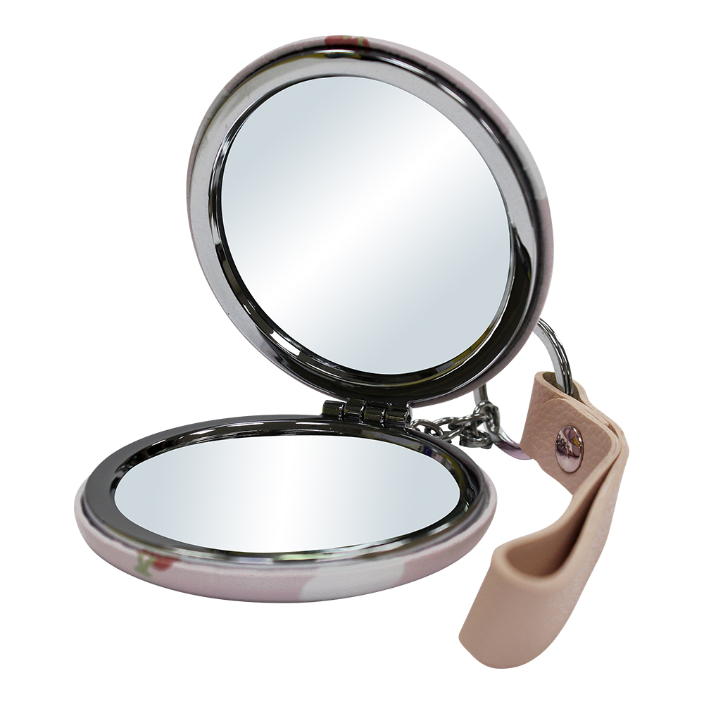 картинка Зеркало ZCDE-16 карманное, складное, с кожаным ремешком 7 см, металл, микс 